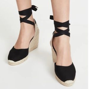 Castaner carina wedge espadrilles sandals black 80mm size 37 / 7 - like new